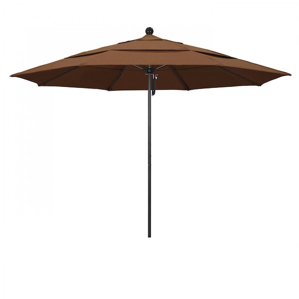 California Umbrella 11' Black Aluminum Market Patio Umbrella, Sunbrella Teak 194061333464 - main